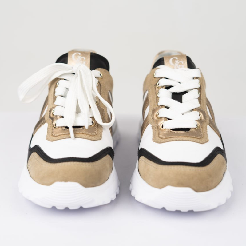 MareBlu - Baskets Femme avec détails dorés - beige et blanc 3
