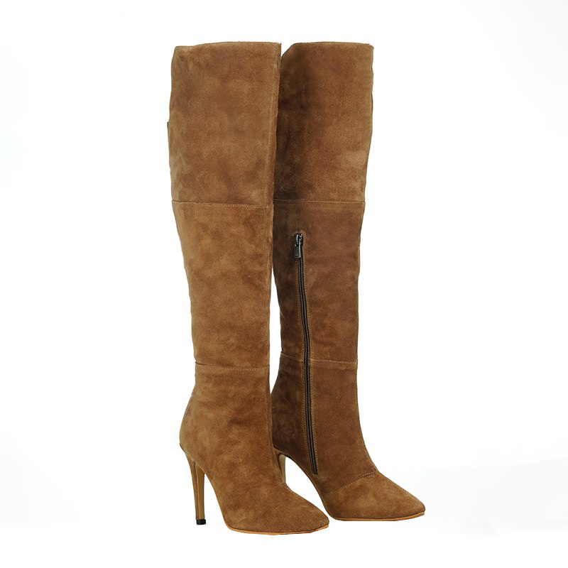 MareBlu - Bottes hautes pour femme en daim - Marron Camel 4