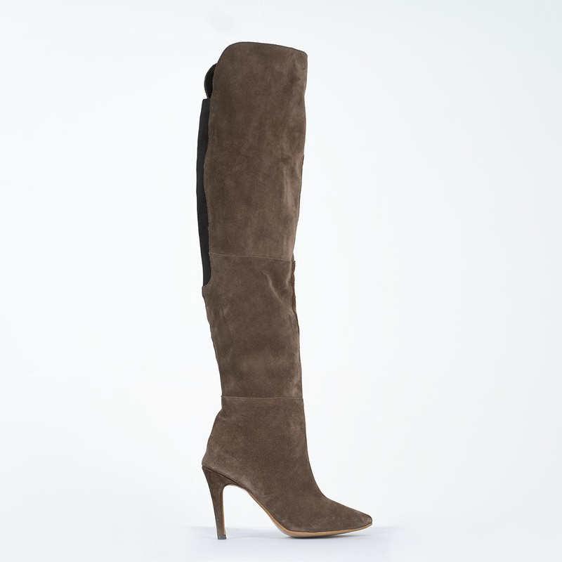 MareBlu - Bottes hautes pour femme en daim - Marron Taupe