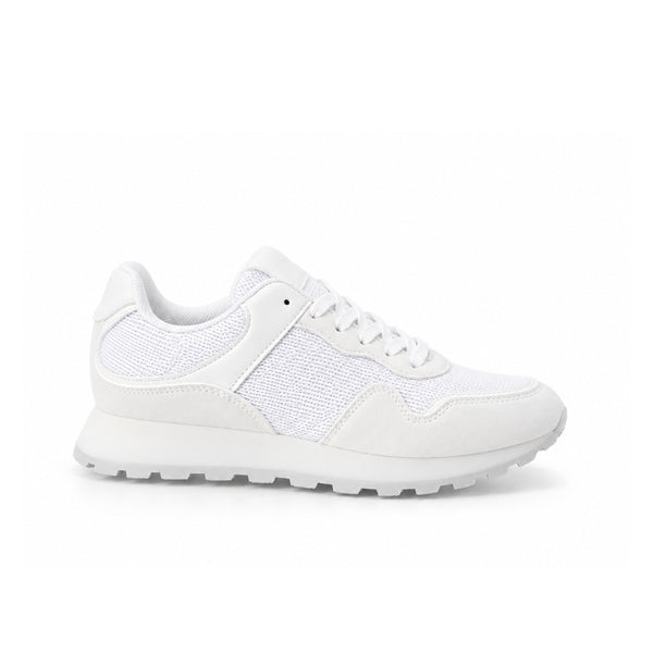Seaside - Basket Blanche en Tissu et Suédine H26-F738 - Blanc
