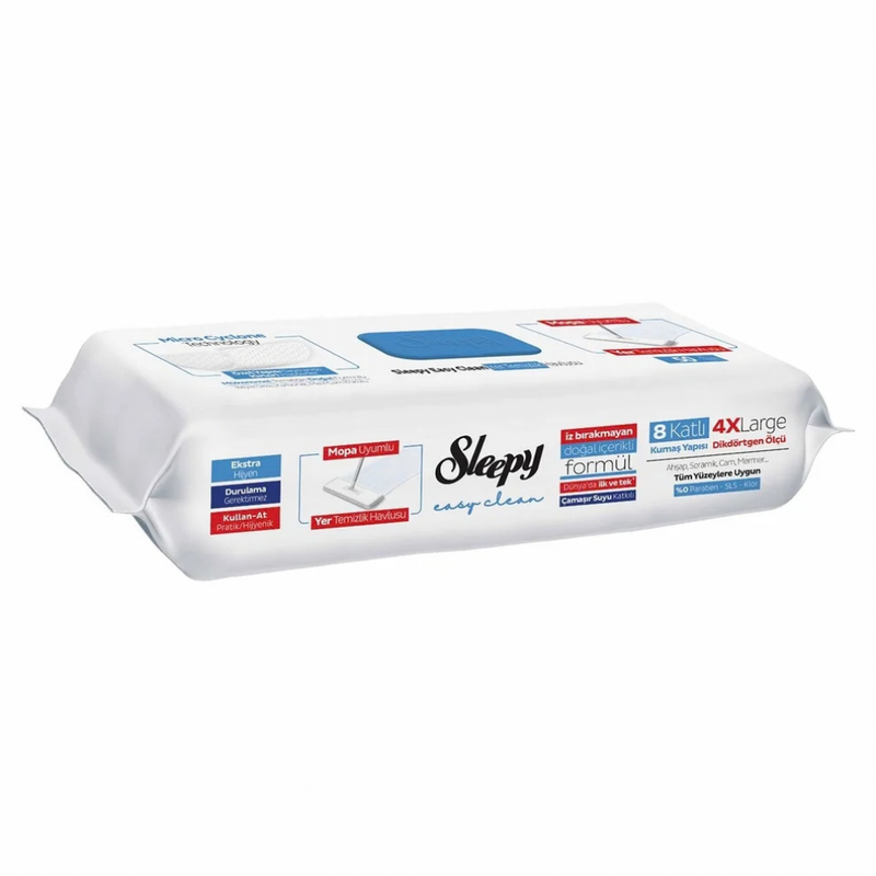 SLEEPY - Lingettes Nettoyantes pour Sols Easy Clean 4XL à l’Eau de Javel - 50 Lingettes